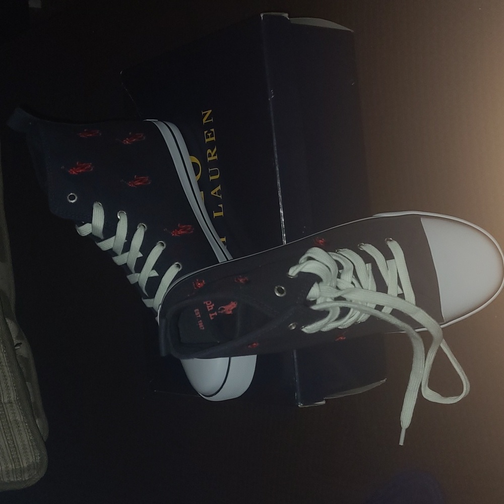 New Polo by Ralph Lauren canvas high tops sizes 6.5 jr = 8 wmn and 7jr =… - Picture 6 of 7